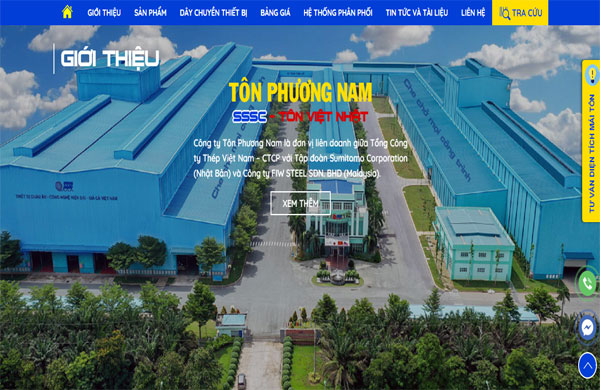 mẫu website công ty tôn phương nam